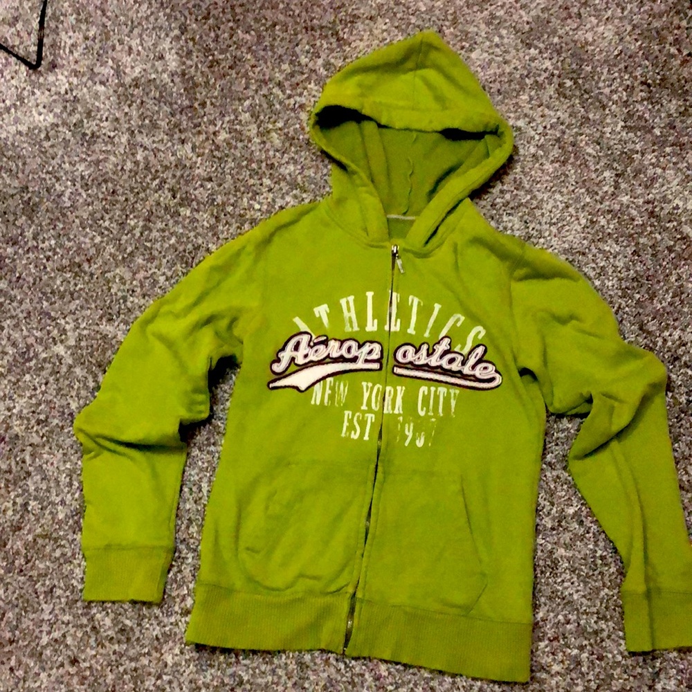 Aeropostale light green zip up hooded Sweatshirt size Medium
